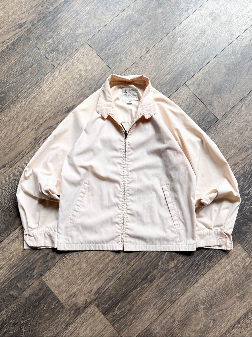 London Fog Men’s 42 Long Harrington Jacket Beige Talon Zip Vintage